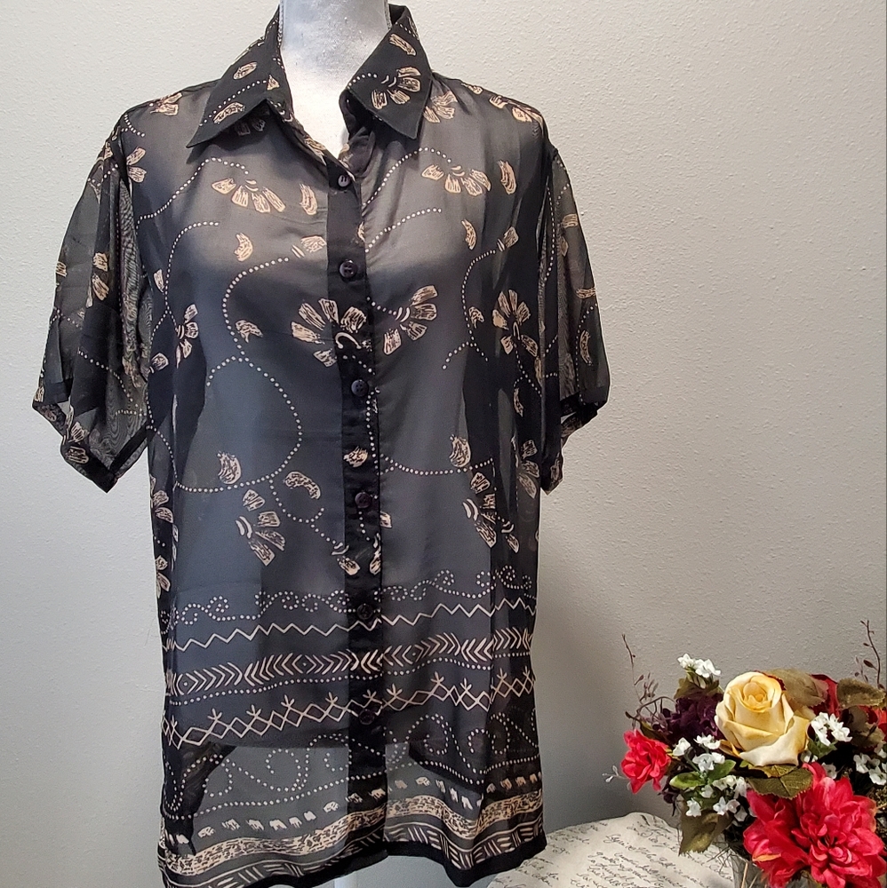 Feed-Back Sheer Print Blouse